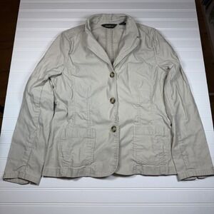 Eddie Bauer Khaki Cotton Jacket Blazer Women's 14 Tan GUC